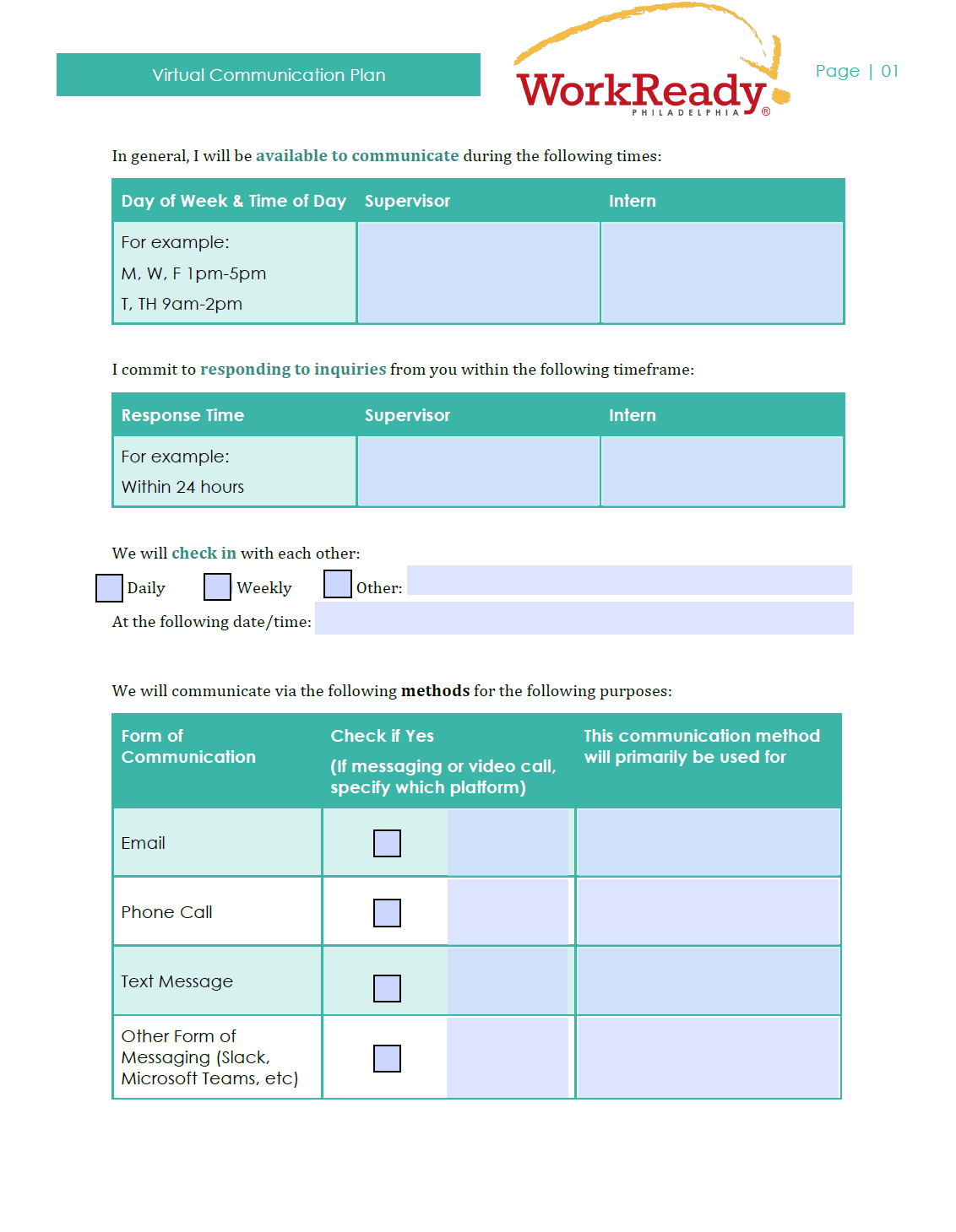 Communication Plan Tool